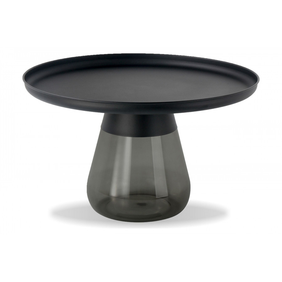 Mobital Duverre Round Coffee Table - Matte Black, Metal/Glass