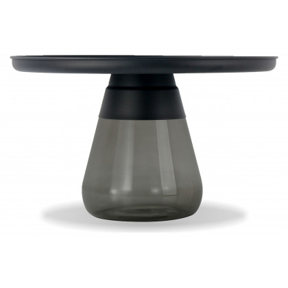 Mobital Duverre Round Coffee Table - Matte Black, Metal/Glass