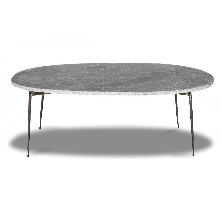 Mobital Tuk Tuk Oval Large Coffee Table - Silver Gray Marble
