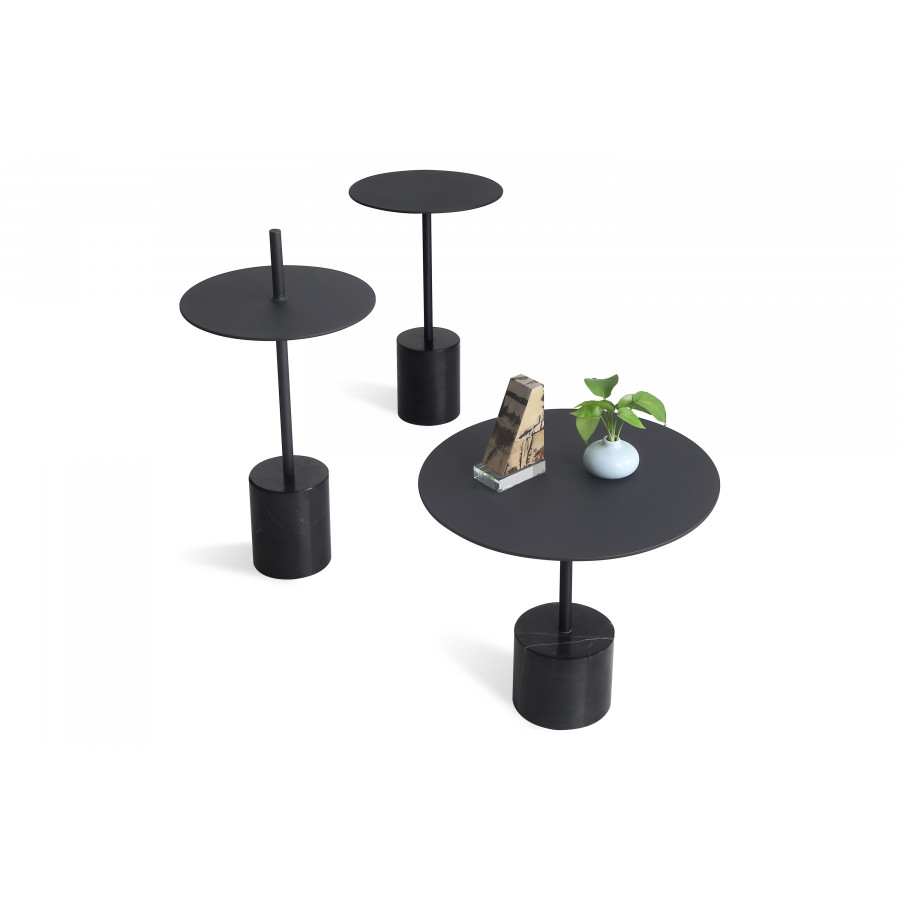 Mobital Circulo Low End Table - Black, Marble