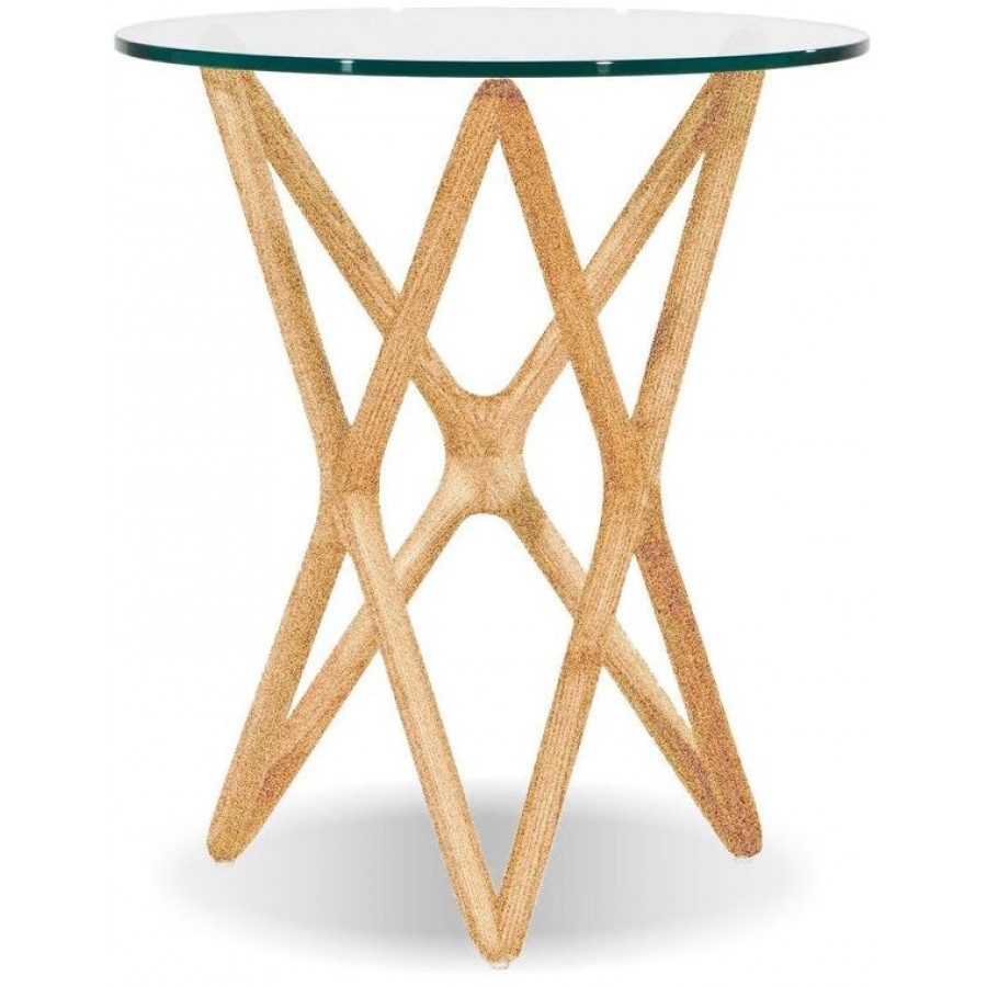 Mobital Quasar Tall End Table - Ash Natural, Clear Tempered Glass