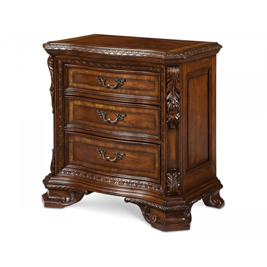 A.R.T. - Old World Wood Top Rich Pomegranate Bedside Chest