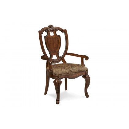 A.R.T. - Old World Shield Back Arm Chair with Fabric Seat Set of 2
