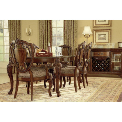 A.R.T. - Old World Shield Back Arm Chair with Fabric Seat Set of 2