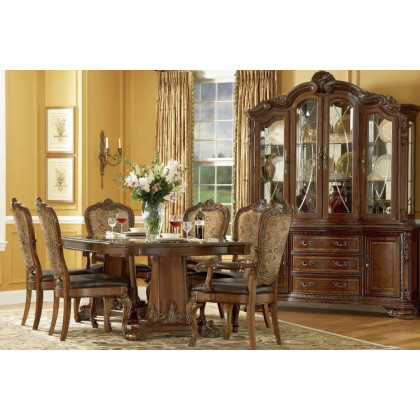 A.R.T. - Old World Shield Back Arm Chair with Fabric Seat Set of 2