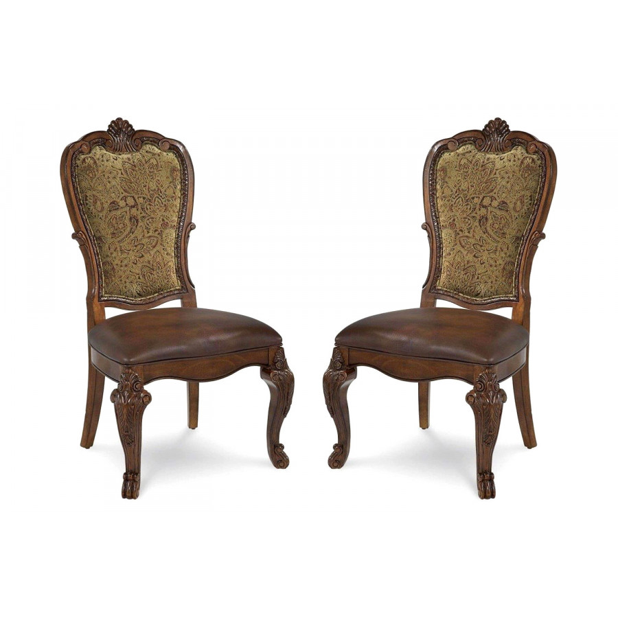 A.R.T. - Old World Upholstered Back Side Chair Set of 2