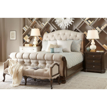 A.R.T. Furniture Vintage Salvage Lanza Upholstered Tufted Bed - Queen Size