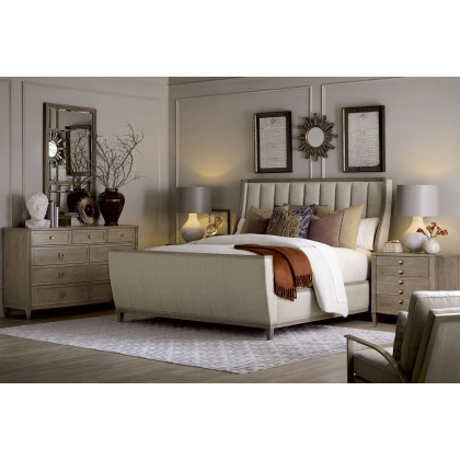 A.R.T. Cityscapes Stone Chelsea Upholstered Sleigh Bed - Queen Size
