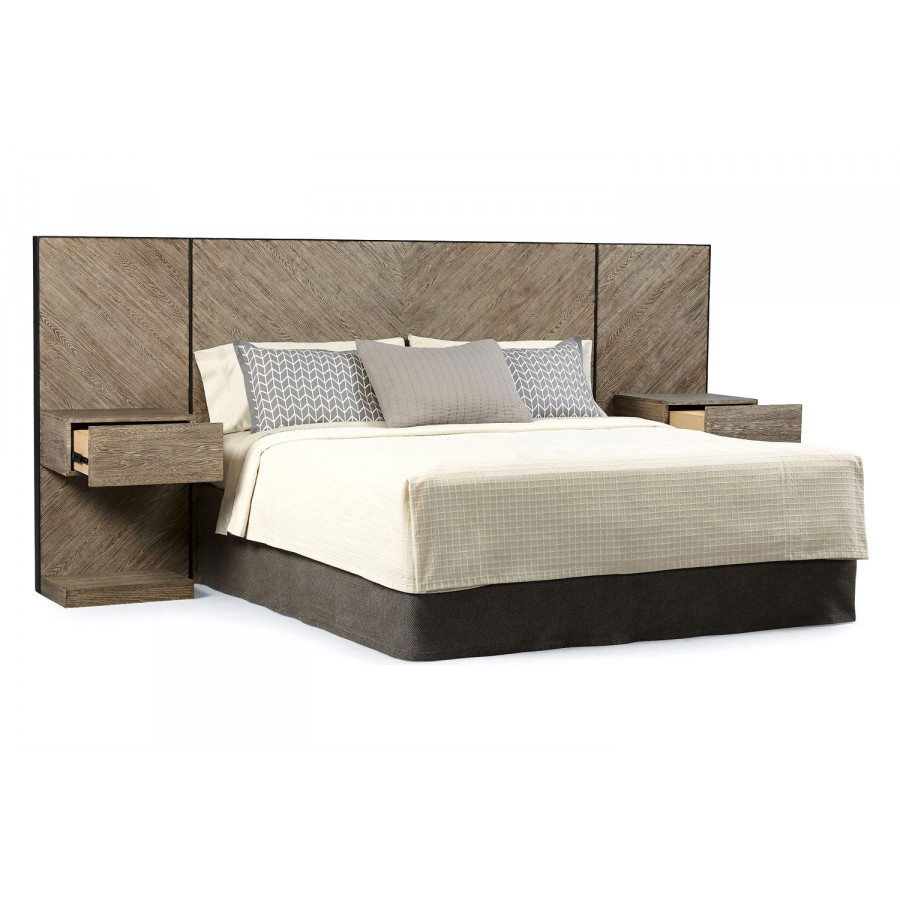 A.R.T. Epicenters Austin Brown Cedar Park Wall Panel Bed with Nightstand - King Size