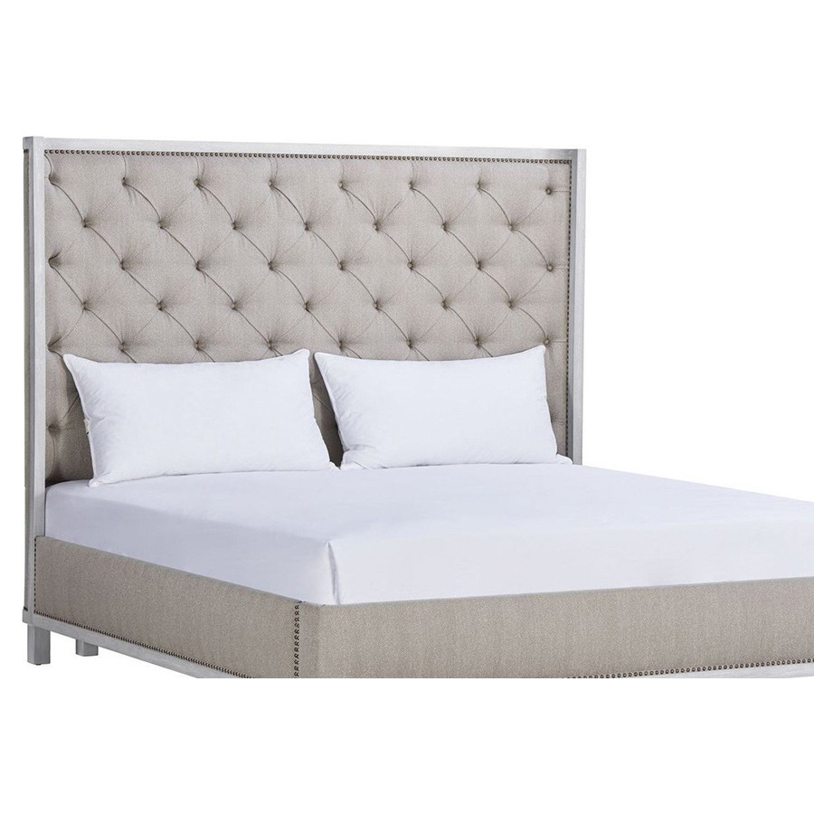 A.R.T. Artiste Chippy Gray Anna Flint Upholstered Panel Bed - King Size
