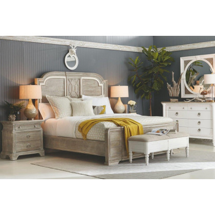 A.R.T. - Summer Creek Scrubbed Oak and Harbor White Constallations Looking Glass Mirror