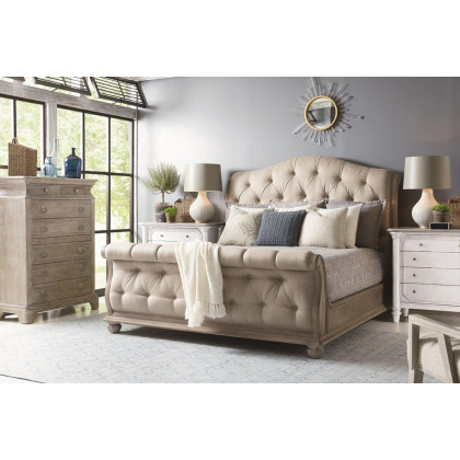 A.R.T. Furniture Summer Creek Shoals Upholstered Tufted Sleigh Bed - King Size