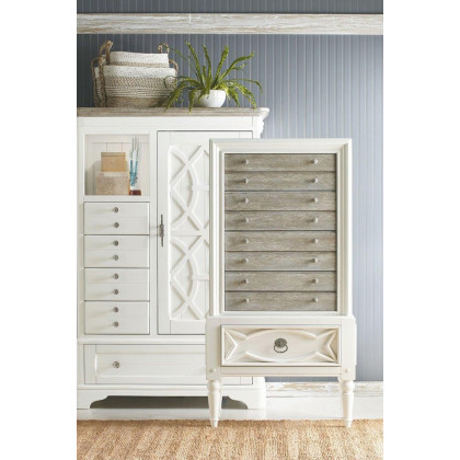 A.R.T. - Summer Creek Scrubbed Oak and Harbor White Sea Glass Collectors Chest