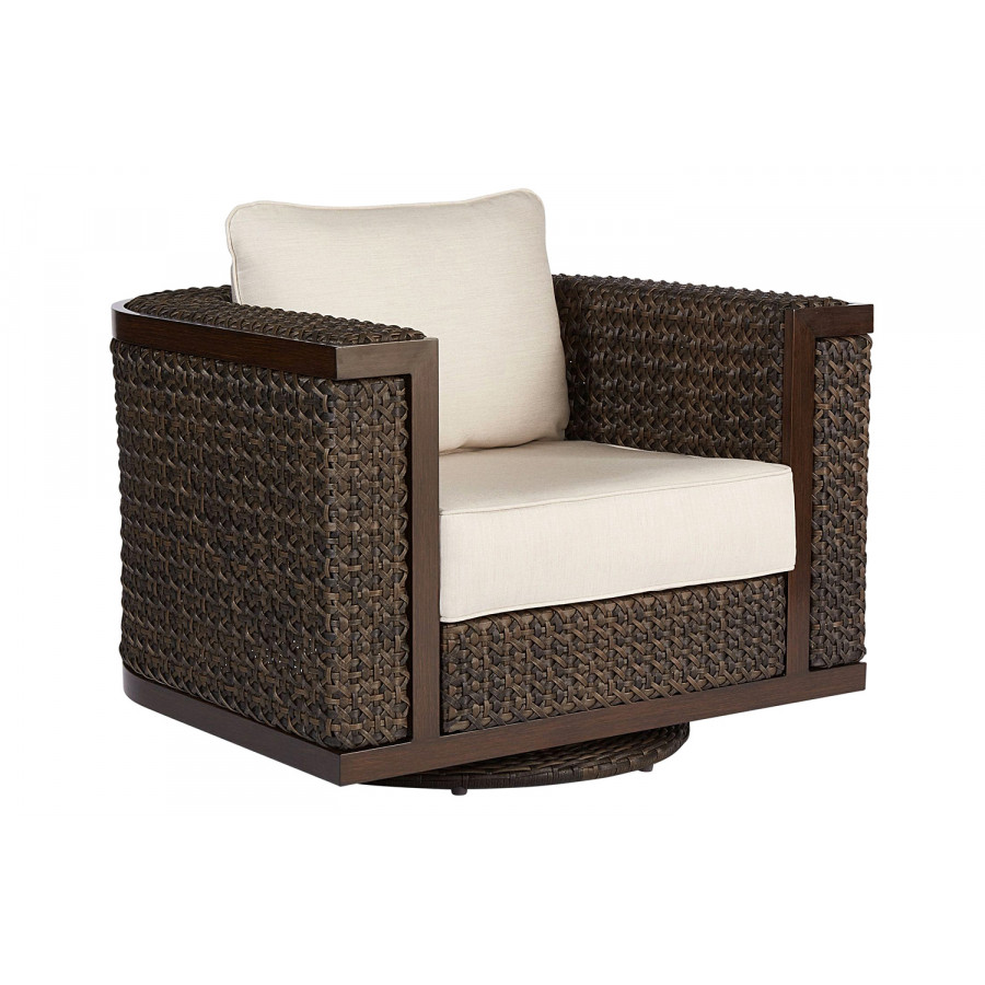 A.R.T. - Epicenters Ebony Brentwood Wicker Outdoor Swivel Rocking Club Chair
