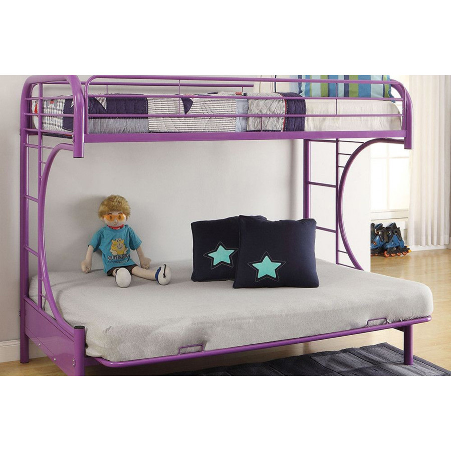 ACME Eclipse Twin Over Full Futon Bunk Bed - White and Purple