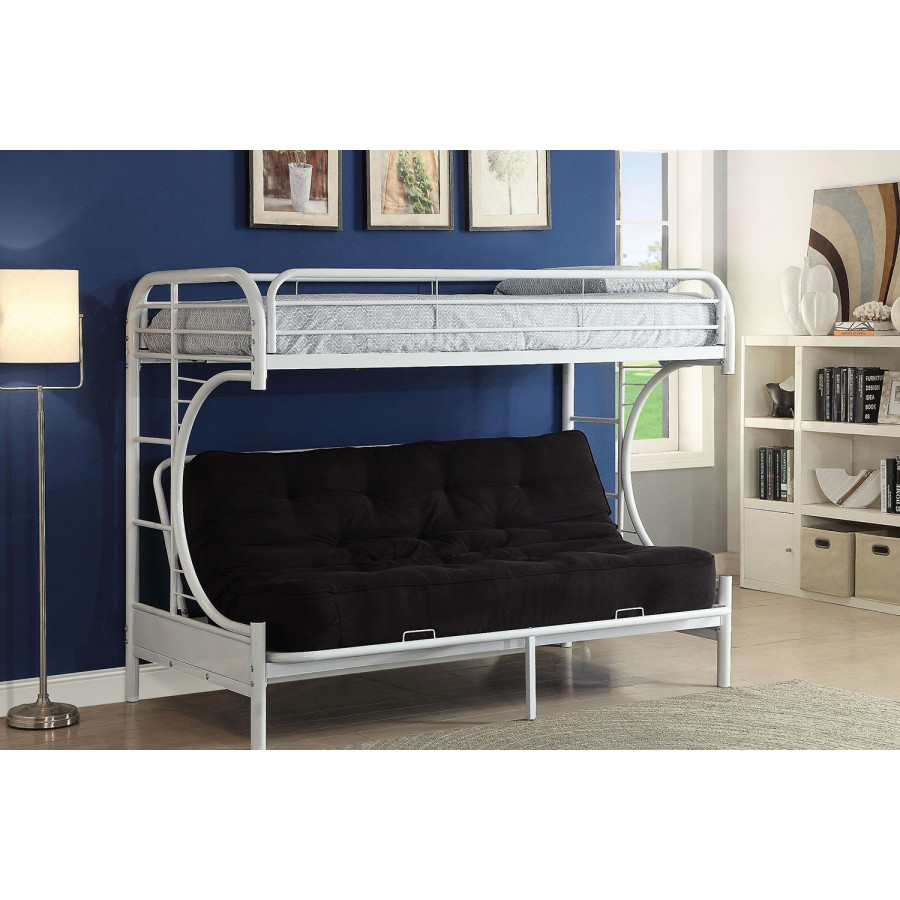 ACME Eclipse Twin XL Over Queen Futon Bunk Bed - White