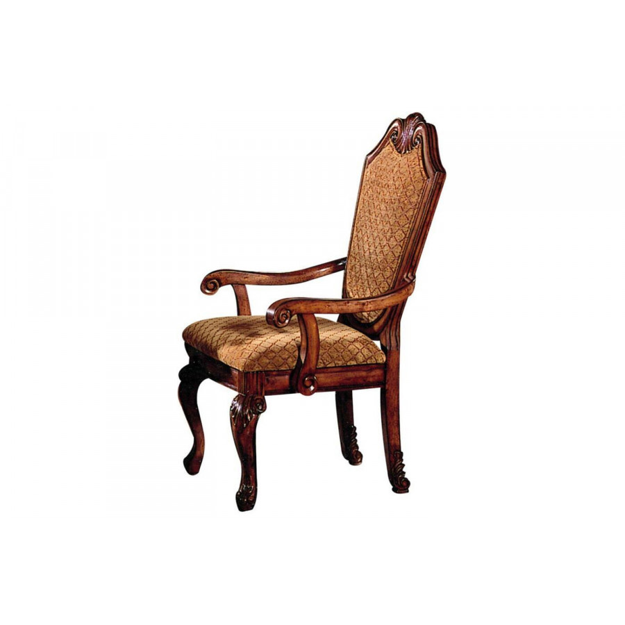 ACME Chateau De Ville Arm Chair Set of 2 - Fabric and Cherry