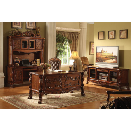 ACME - Dresden Executive Computer Desk with Hutch in Cherry Oak