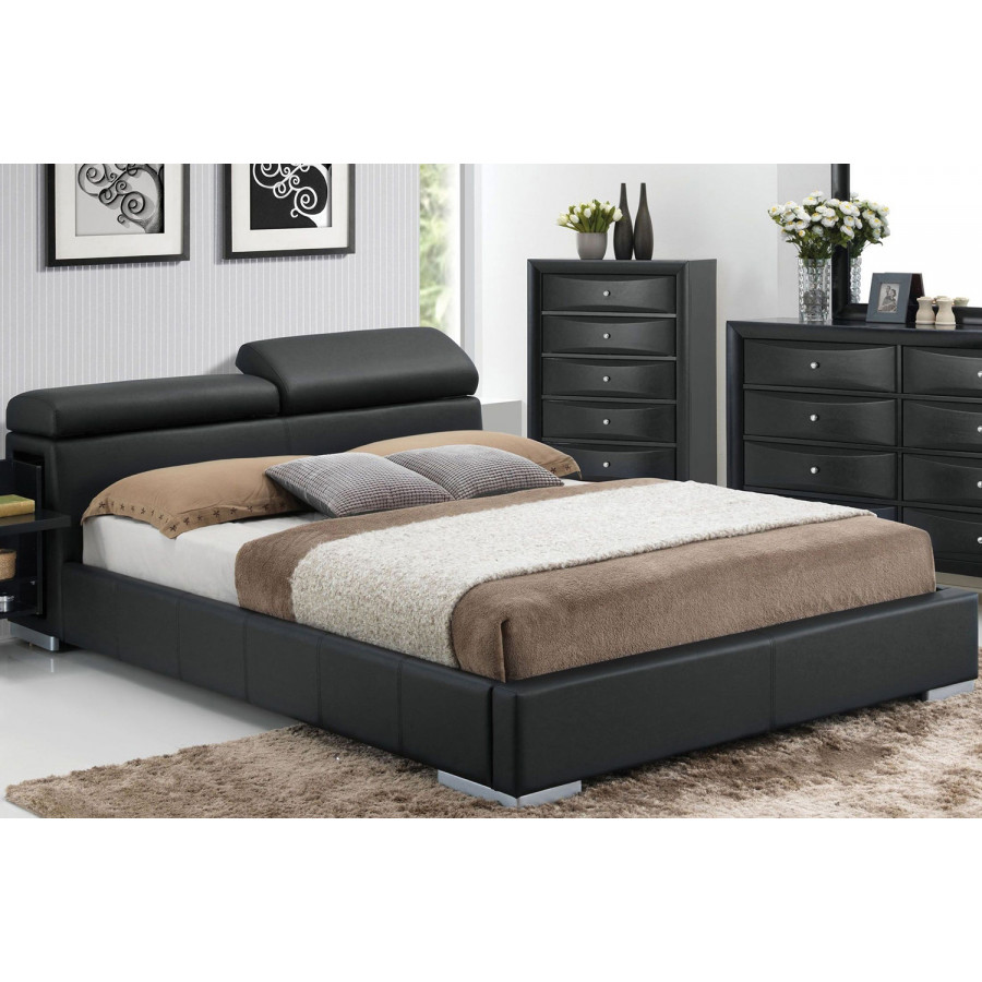 ACME Manjot Hidden Storage Platform Bed - Black, Queen Size