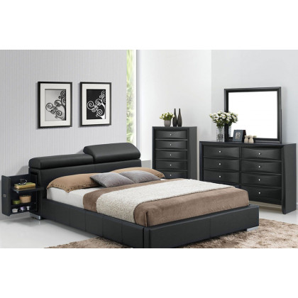 ACME Manjot Hidden Storage Platform Bed - Black, Queen Size
