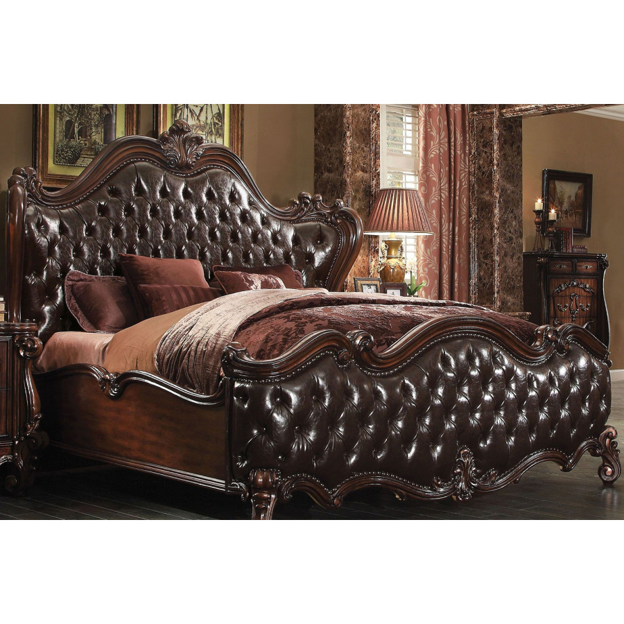 ACME Versailles Upholstered Panel Bed - Dark Brown, King Size