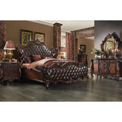 ACME Versailles Upholstered Panel Bed - Dark Brown, King Size