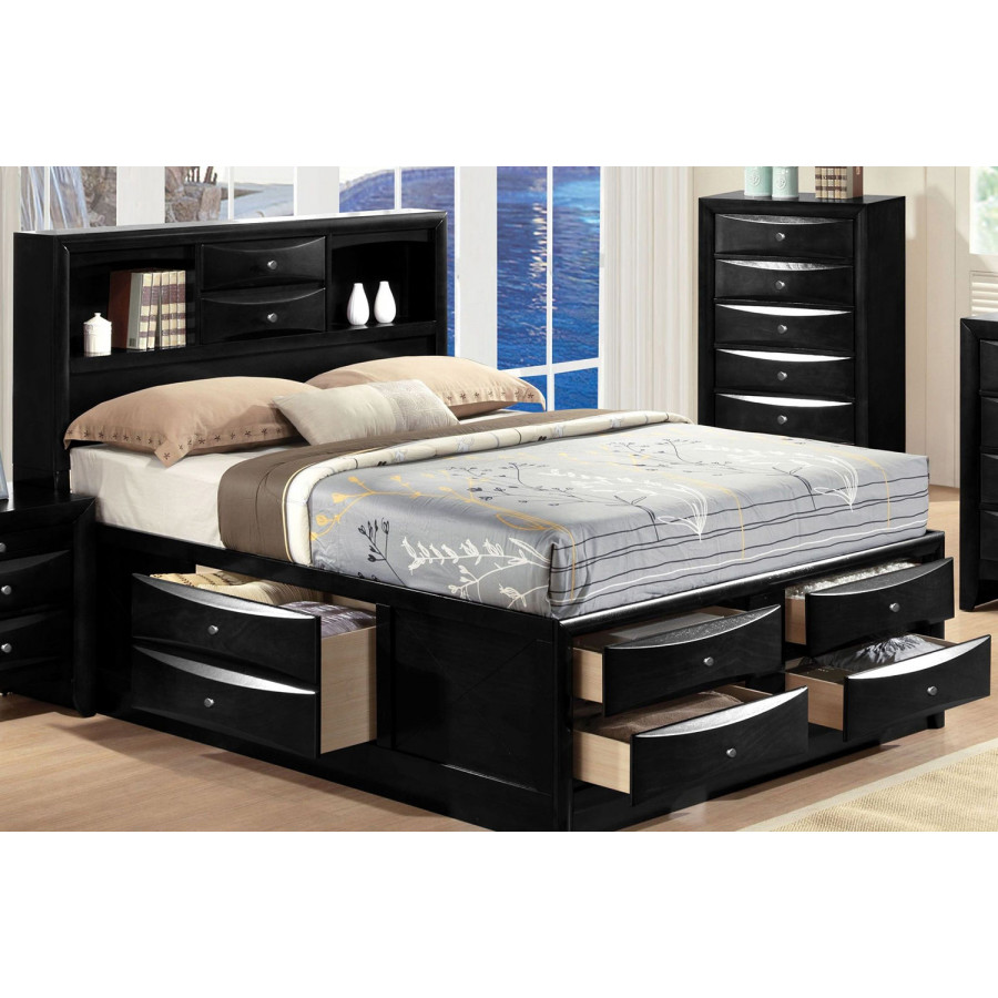 ACME Ireland Bookcase Storage Bed - Black, Queen Size