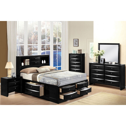 ACME Ireland Bookcase Storage Bed - Black, Queen Size