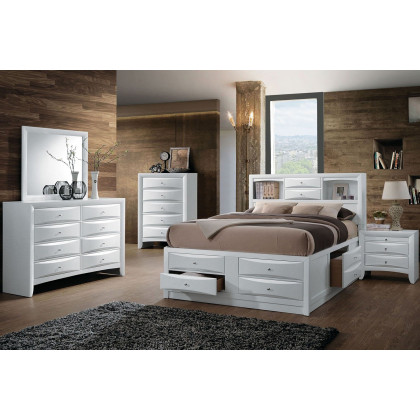 ACME Ireland Bookcase Storage Bed - White, Full Size