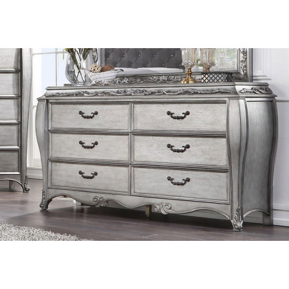 ACME - Leonora Dresser with Jewelry Tray in Vintage Platinum