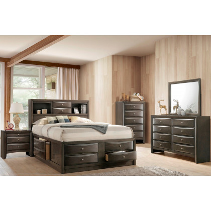 ACME Ireland Bookcase Storage Bed - Gray Oak, Full Size