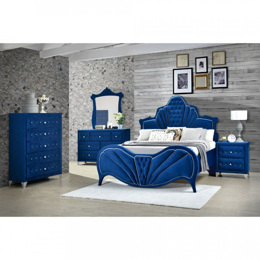 ACME Dante Queen Bed - Blue Velvet