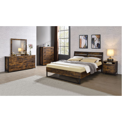 ACME Juvanth Eastern King Bed - Rustic Oak/Black