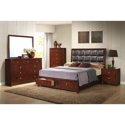 ACME - Ilana II Queen Bed with Storage in Brown Cherry