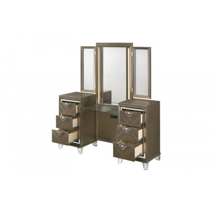 ACME - Skylar Vanity Desk with Mirror in Champagne