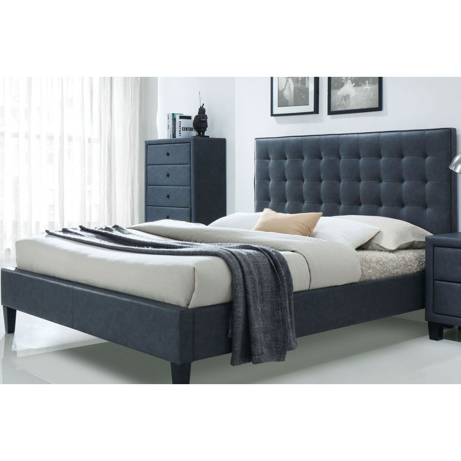ACME Saveria 2 Tone Gray Upholstered Platform Bed - King Size