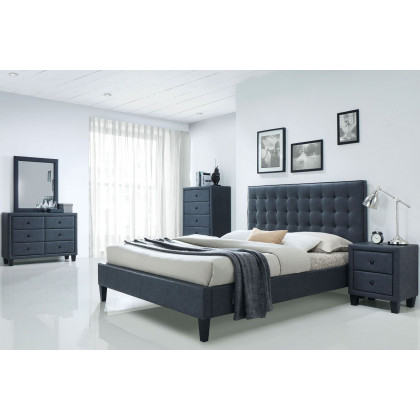 ACME Saveria 2 Tone Gray Upholstered Platform Bed - King Size