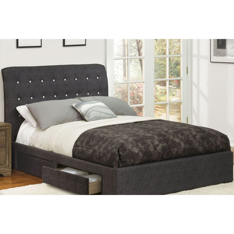 ACME - Drorit Dark Gray Upholstered Platform Storage Bed