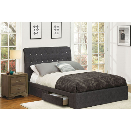 ACME - Drorit Dark Gray Upholstered Platform Storage Bed