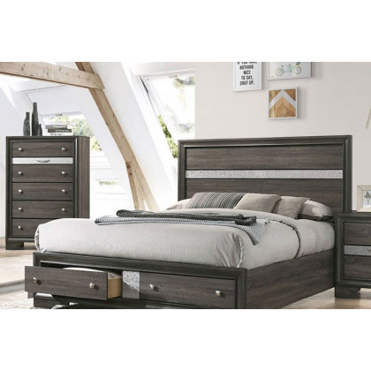 ACME Naima Storage Bed - Gray, King Size