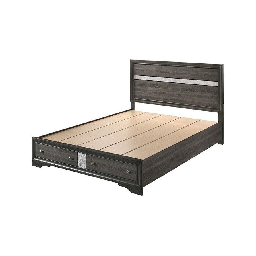 ACME Naima Storage Bed - Gray, King Size