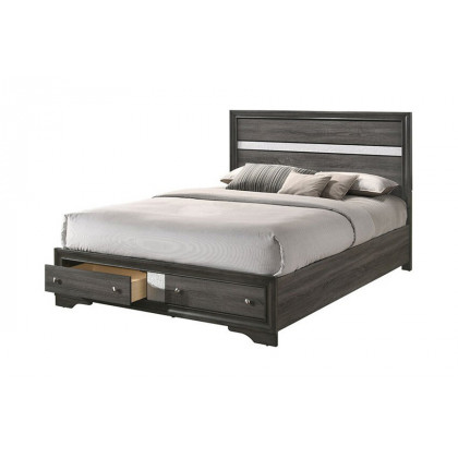 ACME Naima Storage Bed - Gray, King Size