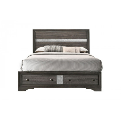 ACME Naima Storage Bed - Gray, King Size