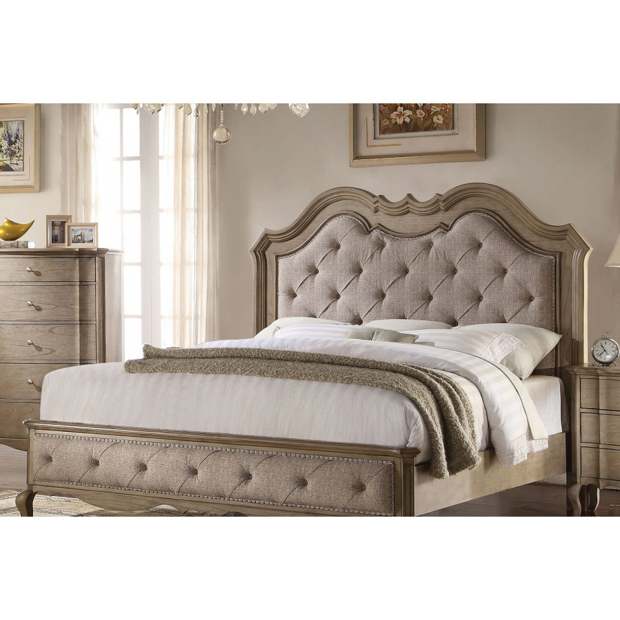 ACME Chelmsford Upholstered Bed Antique Taupe - King Size