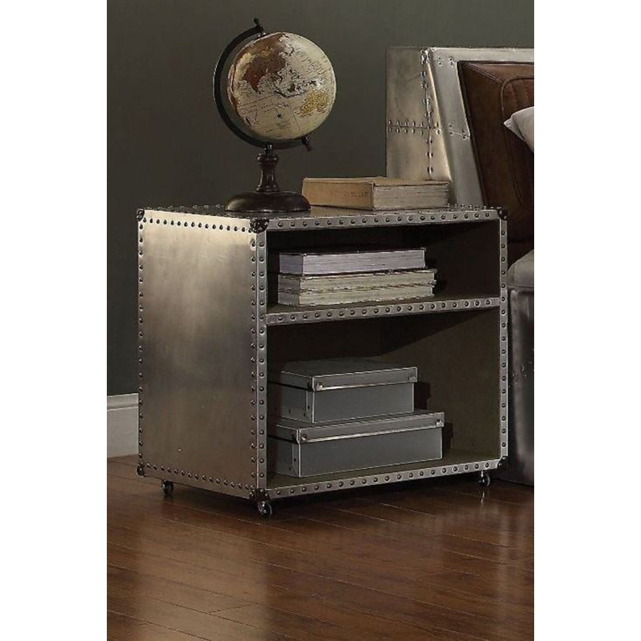 ACME - Brancaster Nightstand with USB in Aluminum