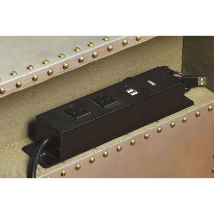 ACME - Brancaster Nightstand with USB in Aluminum
