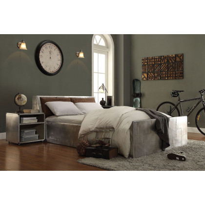 ACME - Brancaster Nightstand with USB in Aluminum