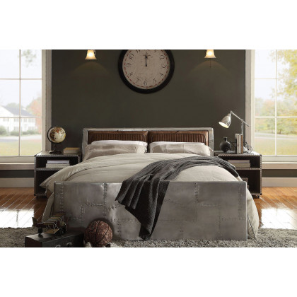 ACME - Brancaster Queen Bed in Retro Brown/Aluminum