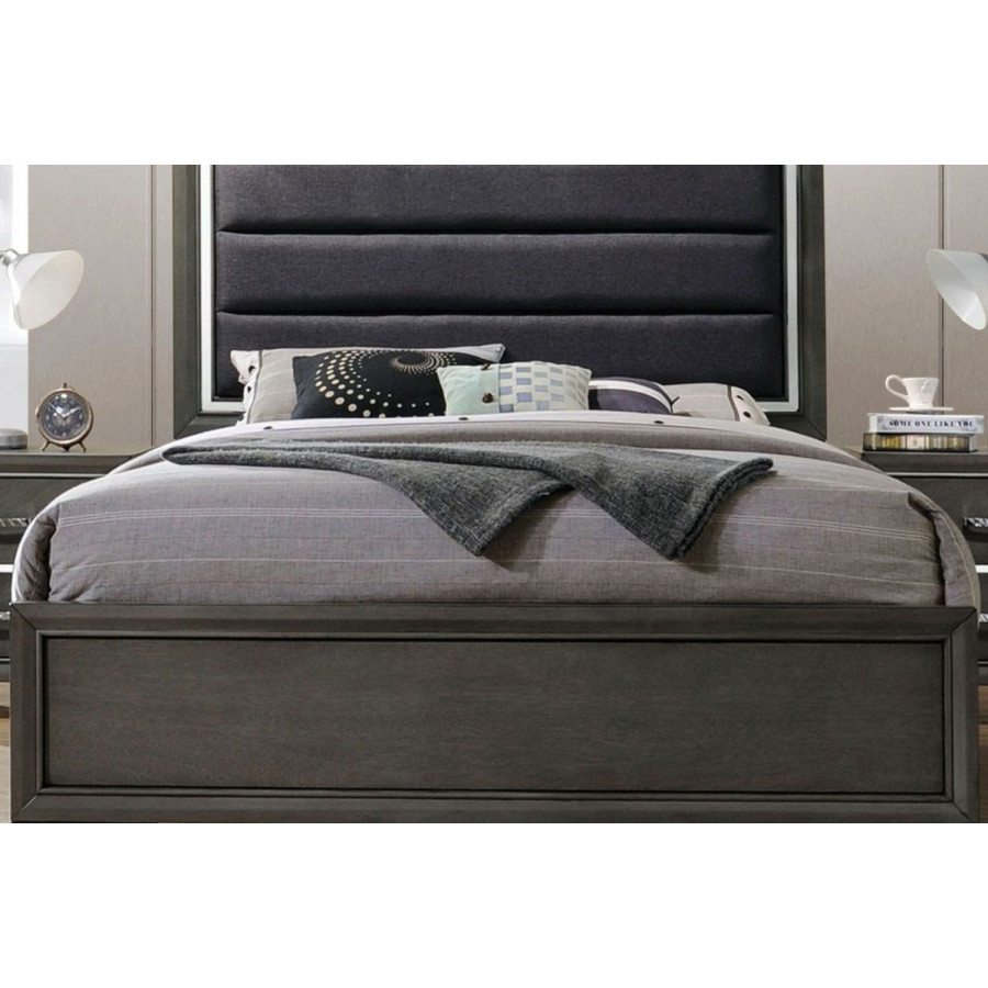 ACME - Carine II Gray Upholstered Panel Bed