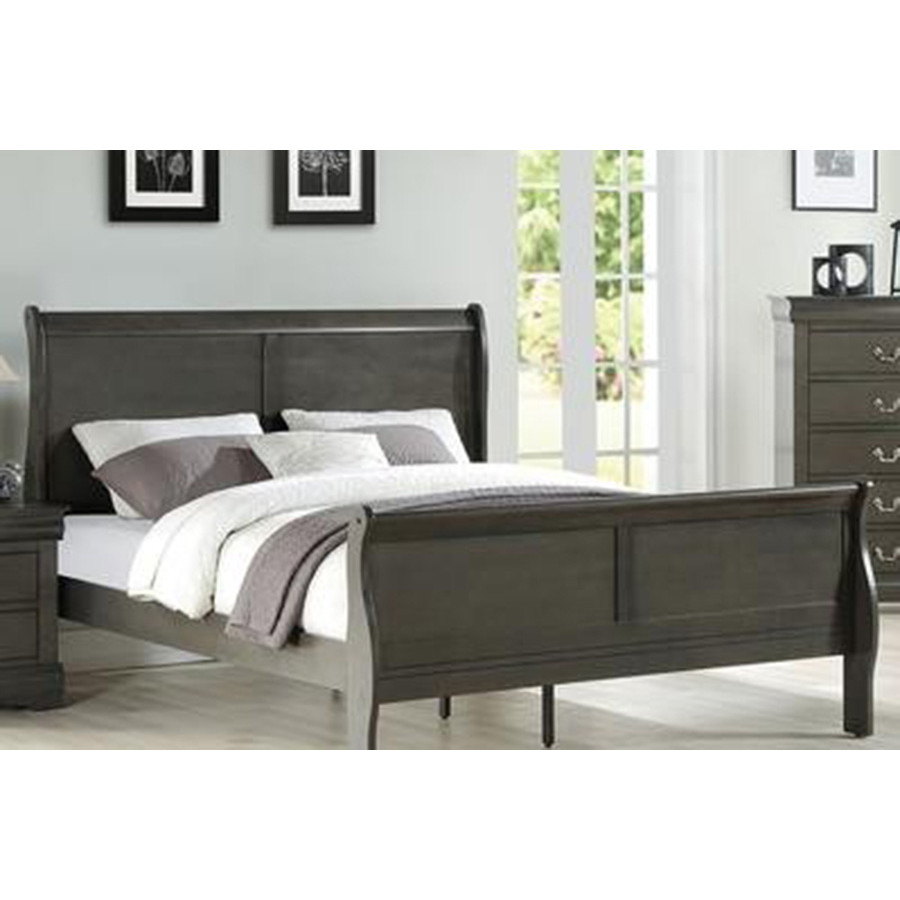 ACME Louis Philipe Sleigh Bed - Dark Gray, King Size